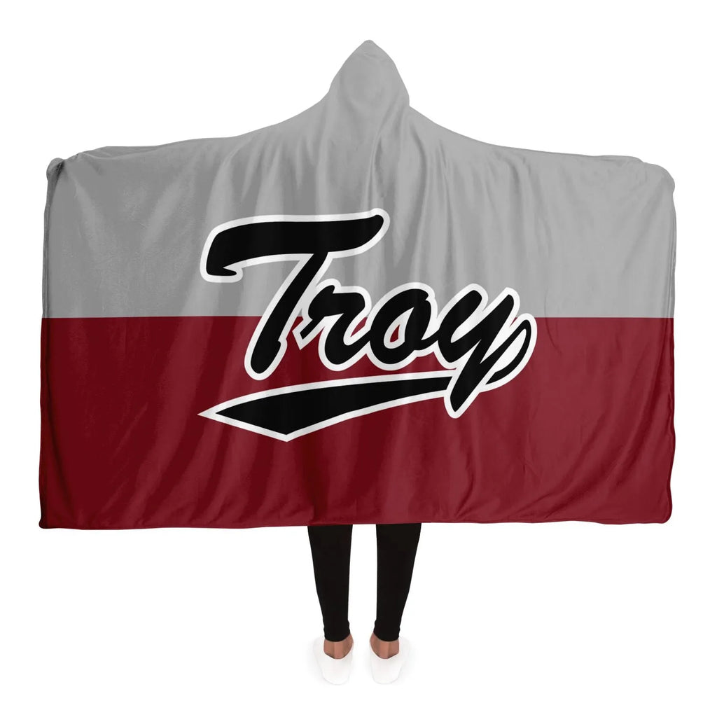 Troy University Hooded Blanket - Color Split | Custom Gifts and Decor | Official Merchandise | Festive Fit Home