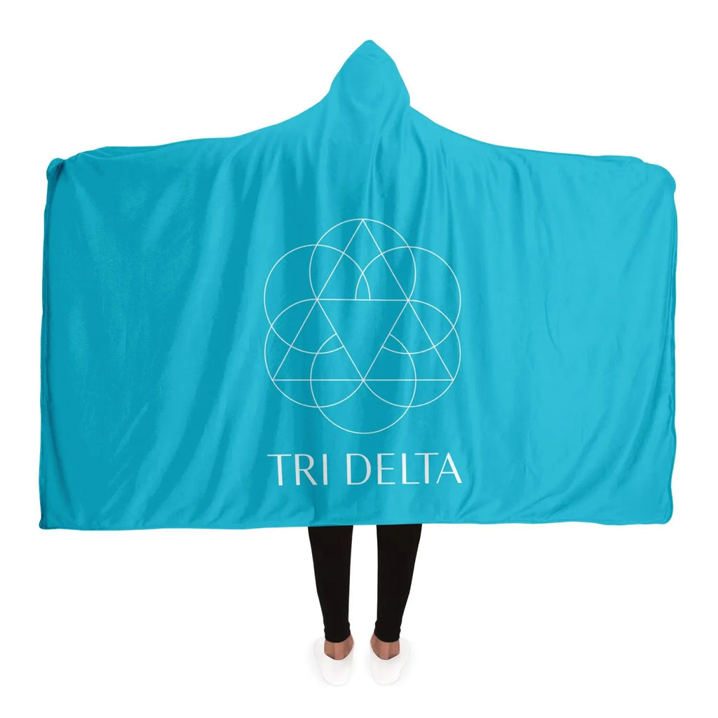 Tri Delta Bright Blue Large Hooded Blanket | Big and Little Gifts | Festive Fit Home