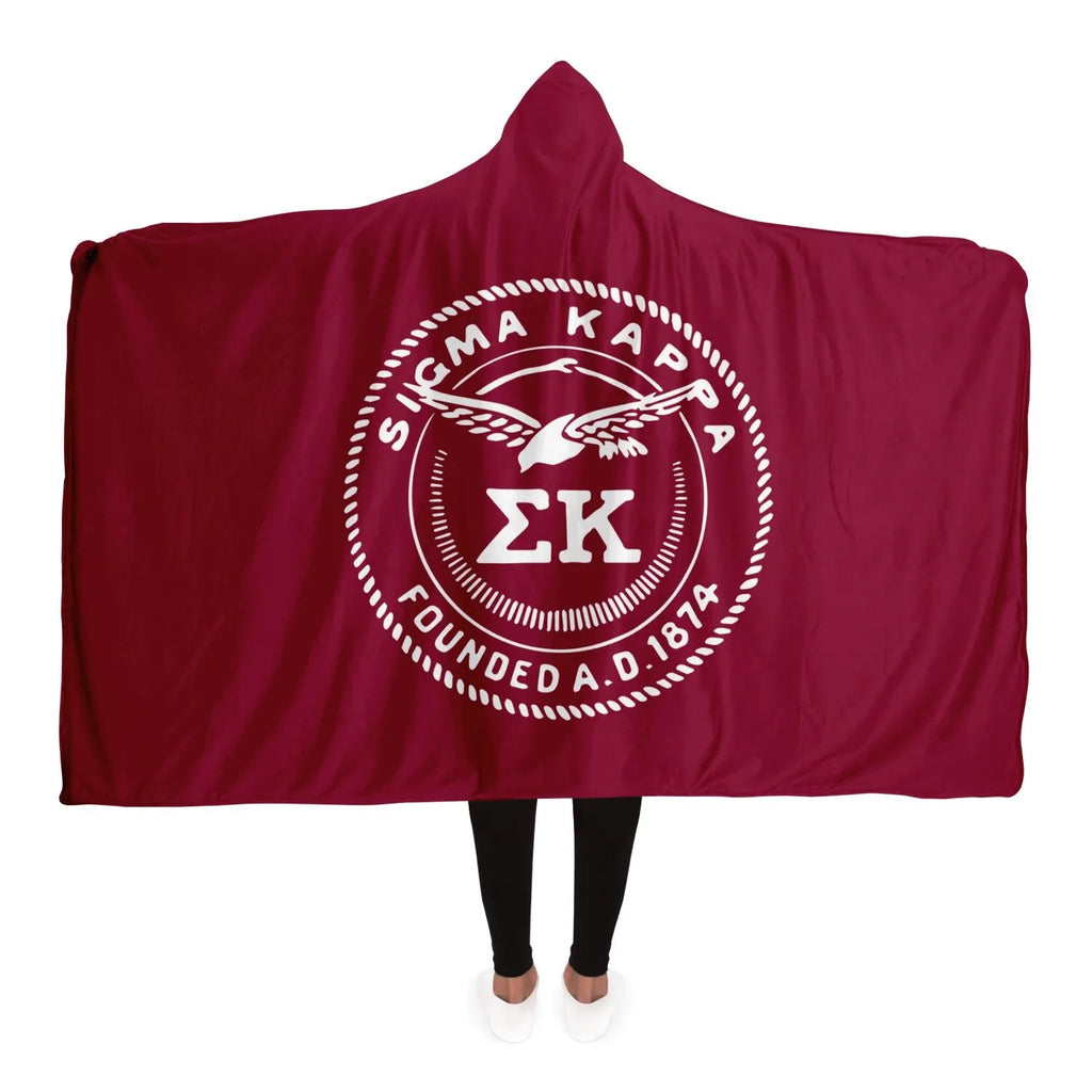 Sigma Kappa Maroon Large Hooded Blanket - Seal  60"x80" | Custom Gifts