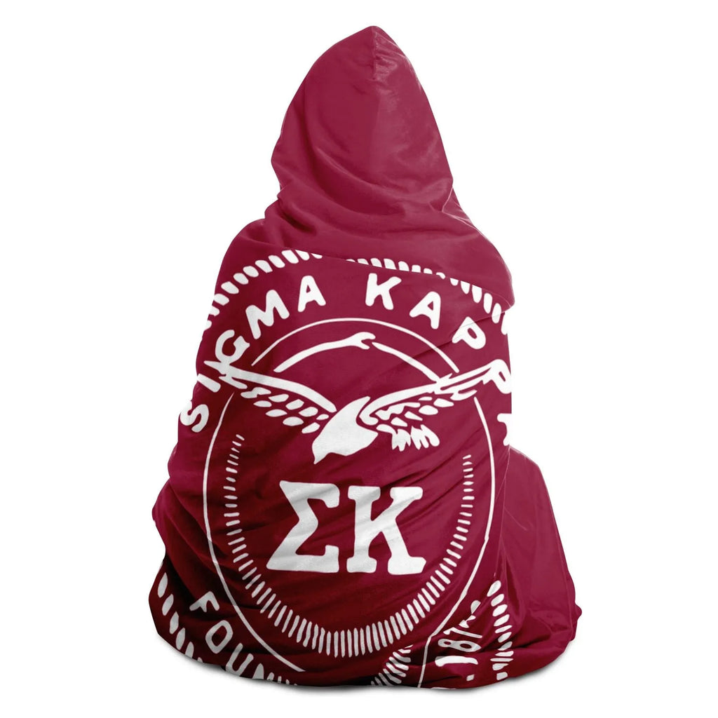 Sigma Kappa Maroon Large Hooded Blanket - Seal  60"x80" | Custom Gifts