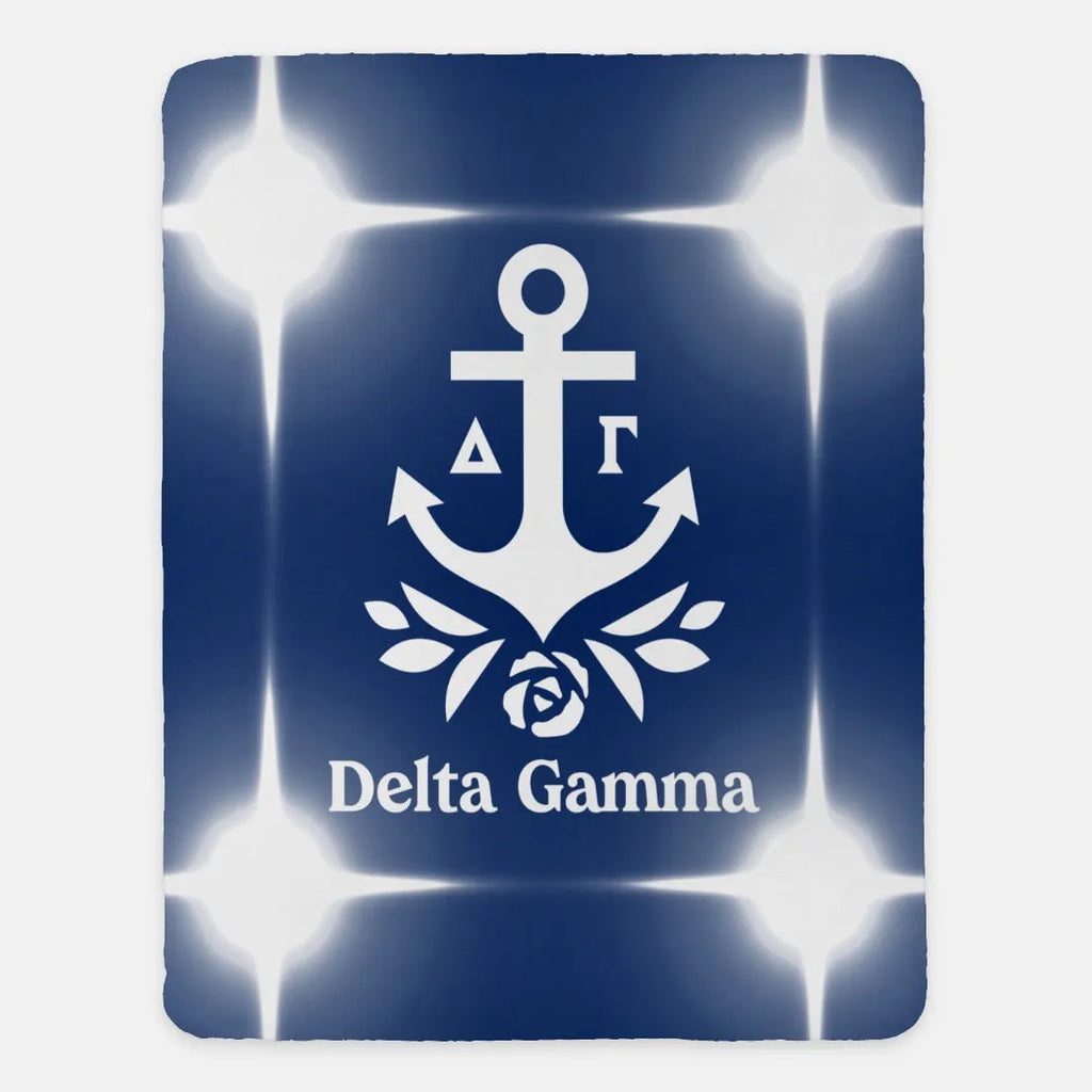 Delta Gamma Navy Flashing Lights Sherpa Blanket - 60"x80" | Gifts