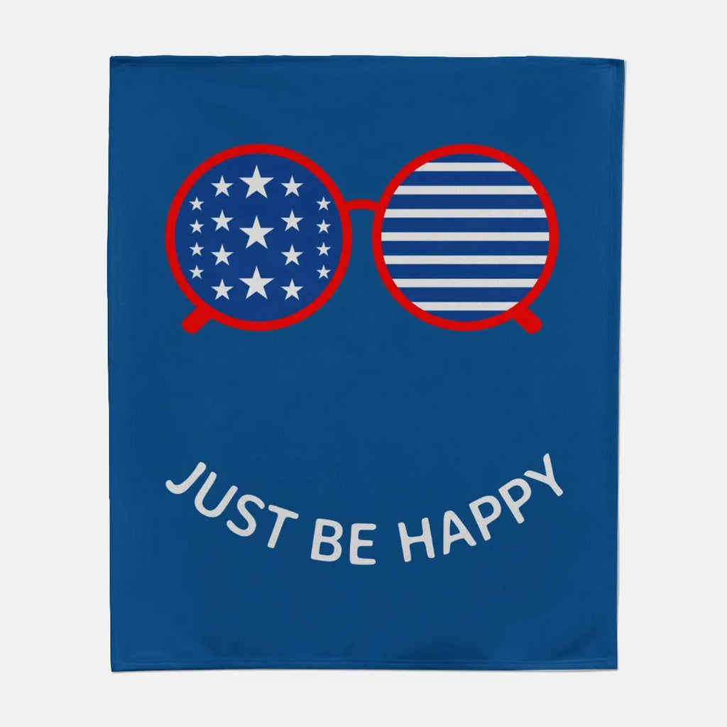 Just Be Happy Patriotic Sweatshirt Blanket | Patriotic Blanket | Kids Blanket | Summer Blanket | Summer Home Decor | 4th of July Blanket | Beach Blanket |Festive Fit Home