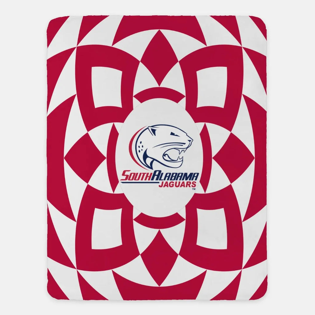 University of South Alabama Red Tribal Sherpa Blanket  60"x80" | Gifts | Festive Fit Home