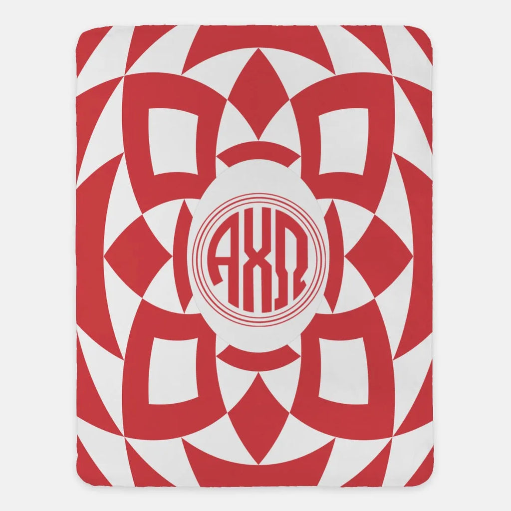 Alpha Chi Omega XL 60x80 Tribal Monogram Sherpa Blanket | AXO Gifts