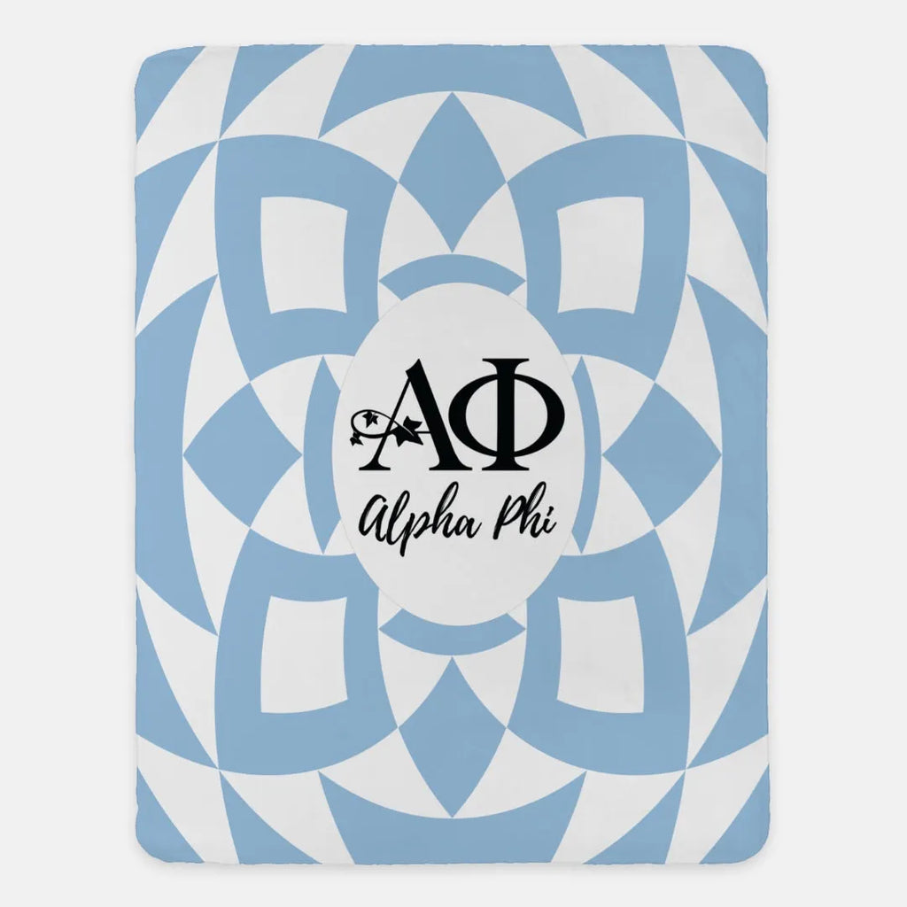 Alpha Phi XL 60x80 Blue Tribal Sherpa Blanket | Unique APhi Gifts