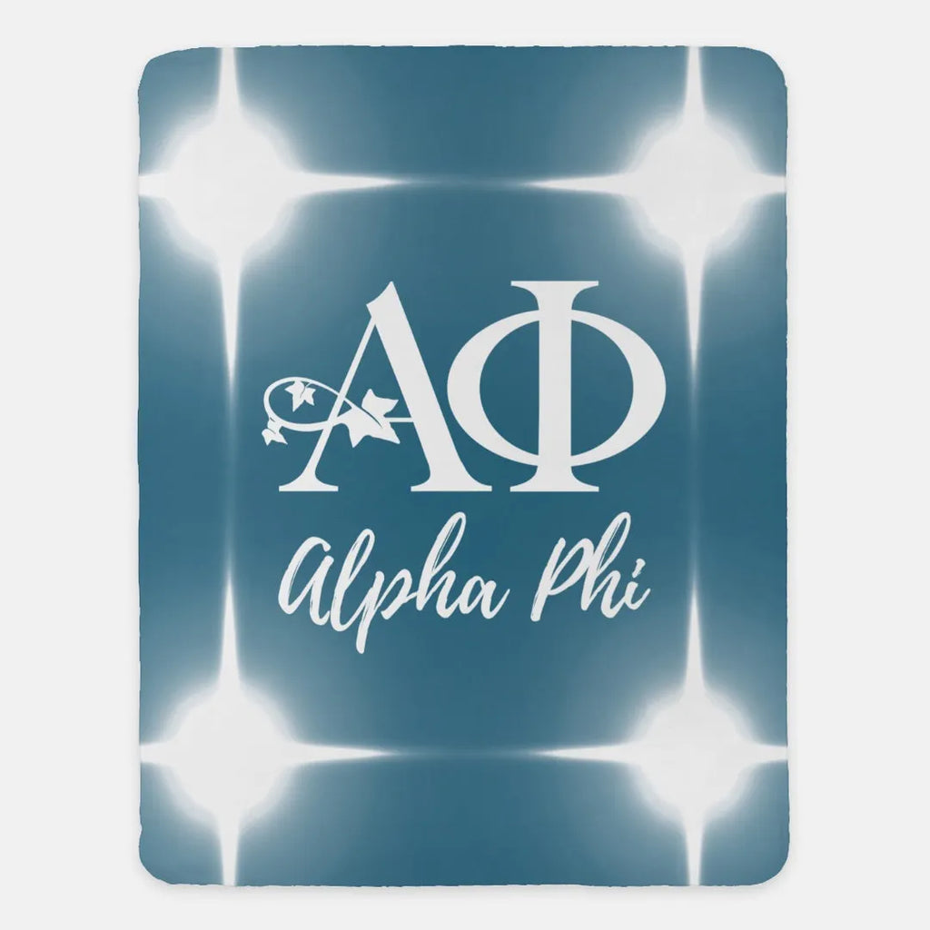 Alpha Phi Aqua Flashing Lights Sherpa Blanket - 60"x80" | Gifts and Merchandise