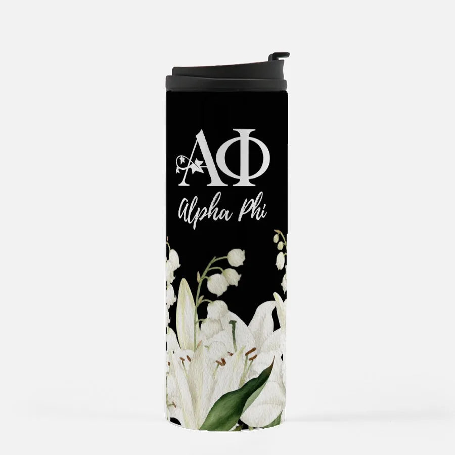 Alpha Phi Thermal Tumbler Black Lily 16 oz. | Alpha Phi Gifts | Decor | Merchandise