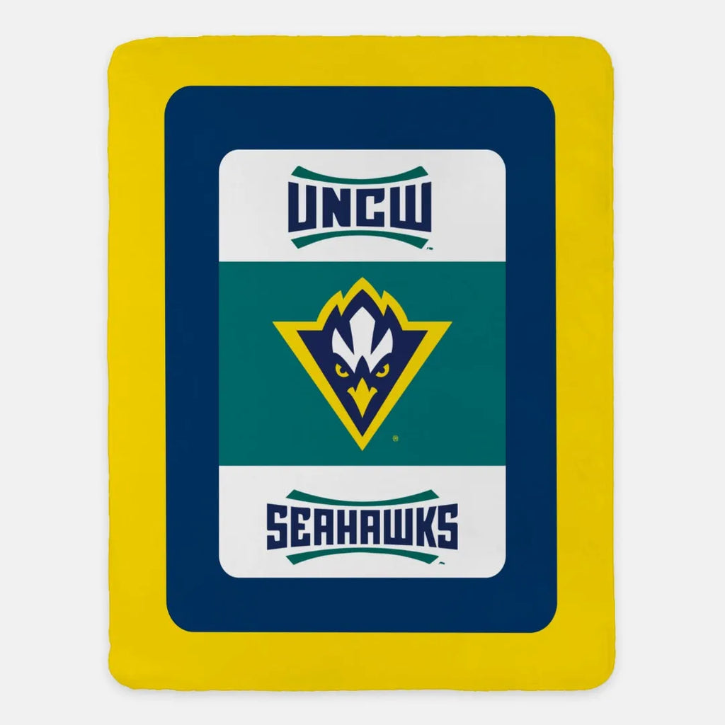 UNCW Sherpa Blanket Layered Color Block Gold  60"x80" | UNC Wilmington Gifts and Merchandise | Festive Fit Home