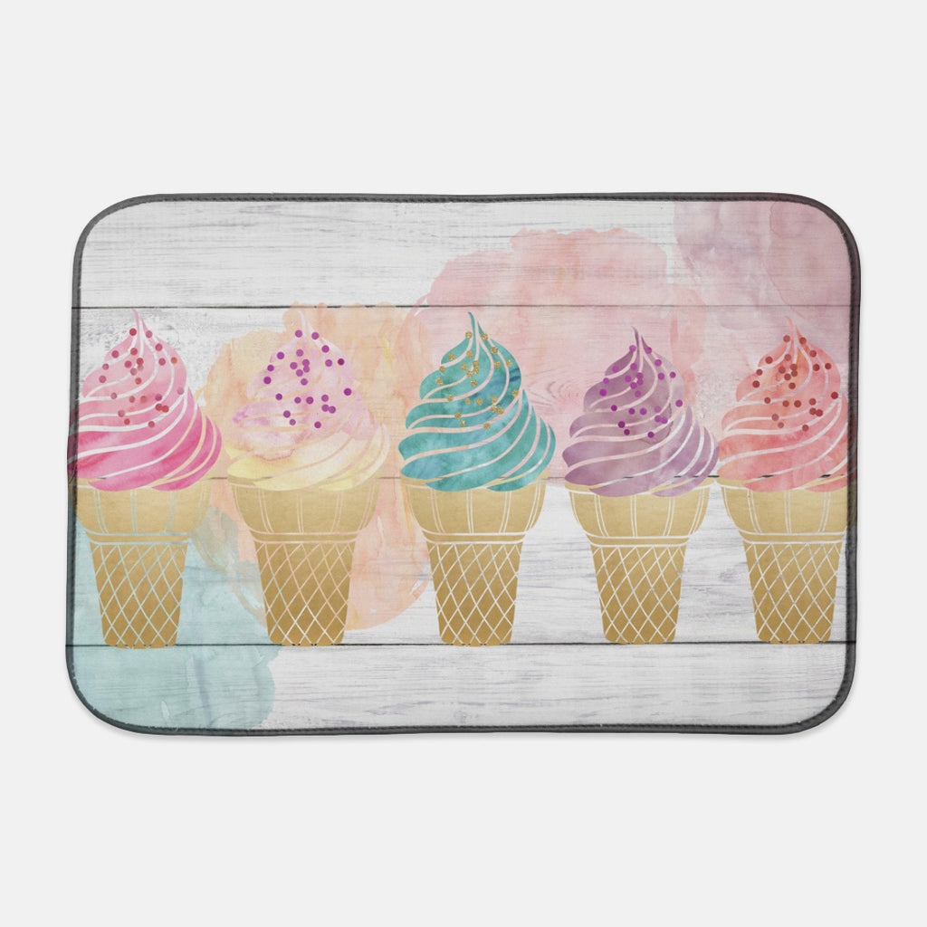 Ice Cream Dish Drying Mat, Pink, Brown and Yellow Kitchen Counter