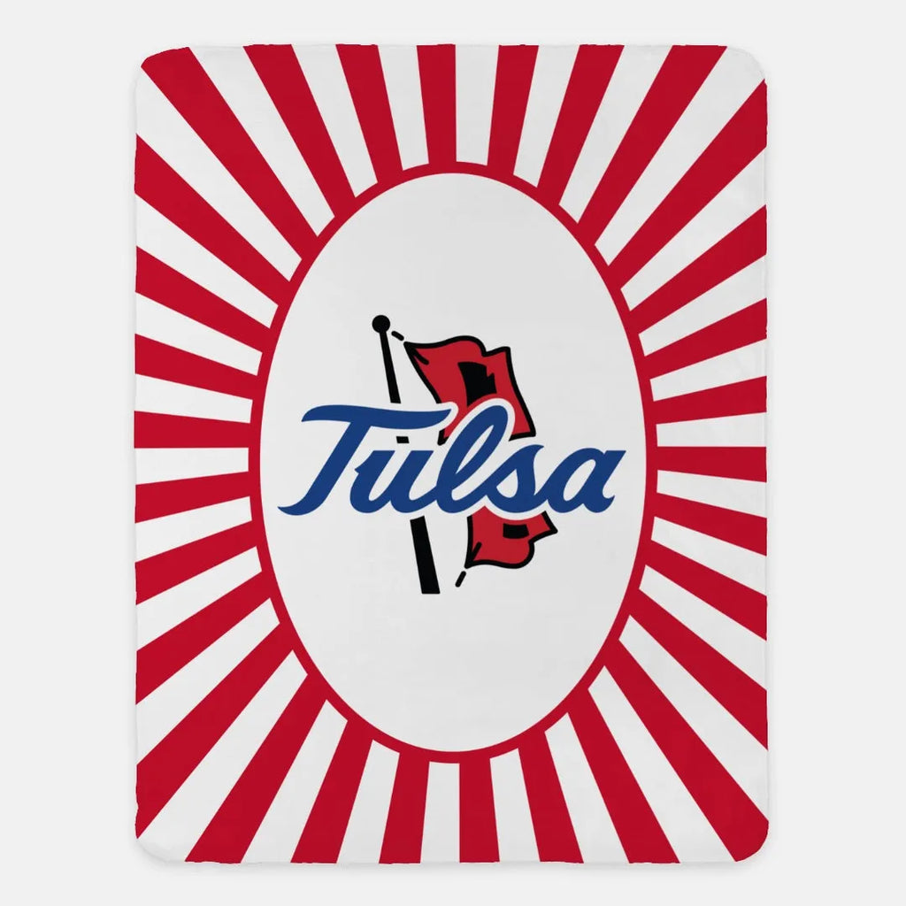 University of Tulsa Red Starburst Sherpa Blanket 60"x80" | Tulsa Gifts and Merchandise | Festive Fit Home