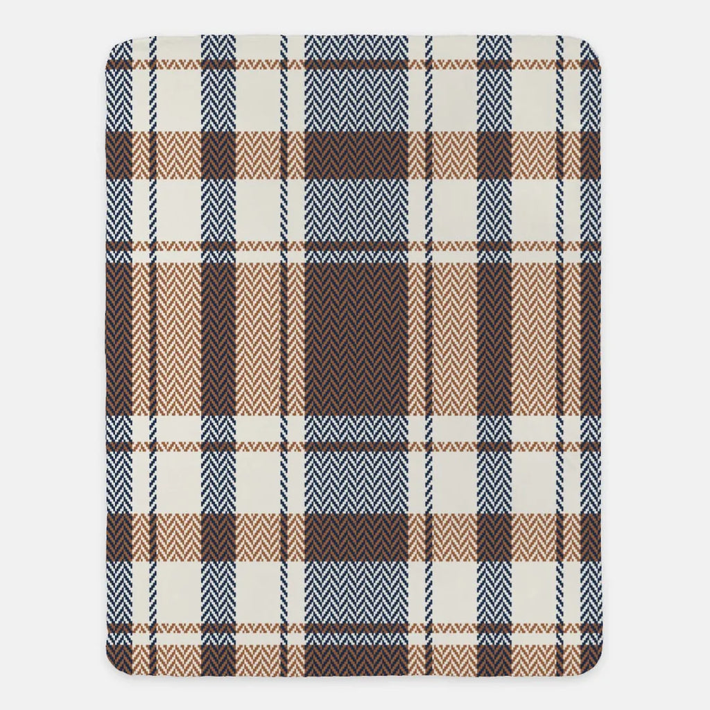 Brown Plaid Sherpa Throw Blanket - 60" x 80" | Fall Home Decor