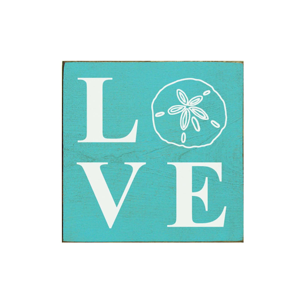 "LOVE" - Sand dollar Wood Sign - 7"x7" - Festive Fit Home