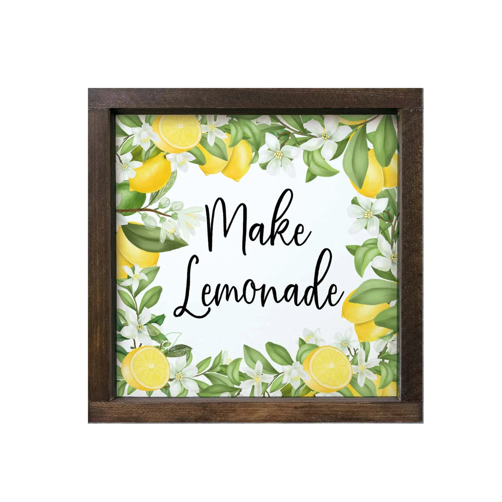 Make Lemonade Sign Framed Wood - 12"x12" - Festive Fit Home