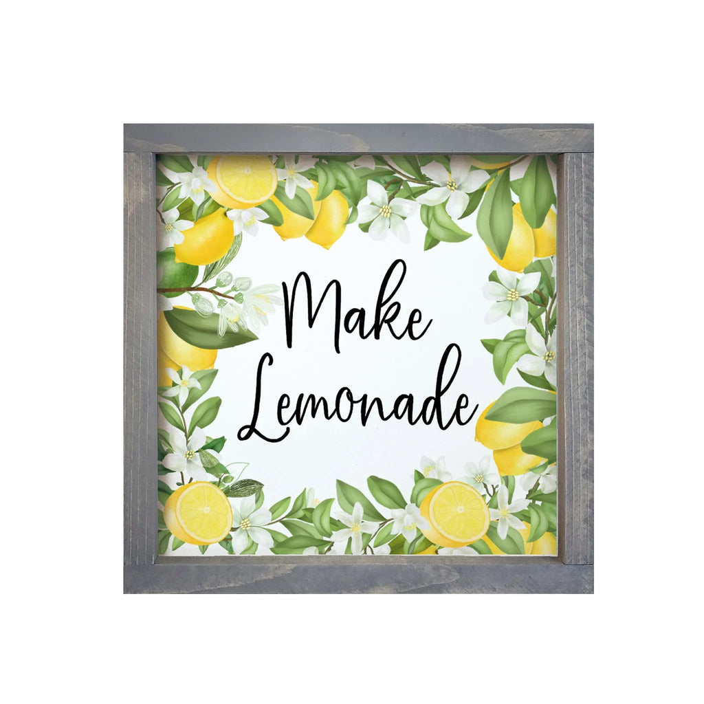 Make Lemonade Sign Framed Wood - 12"x12" - Festive Fit Home