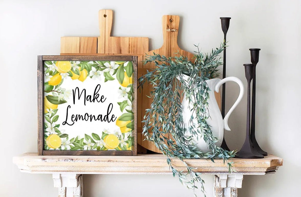 Make Lemonade Sign Framed Wood - 12"x12" - Festive Fit Home