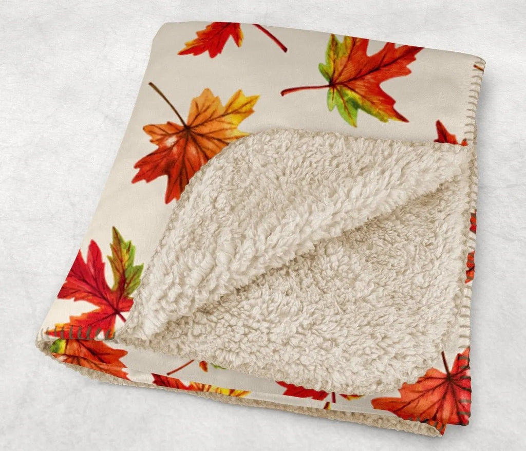 Maple Leaves Sherpa Blanket - 60" x 80" - Festive Fit Home