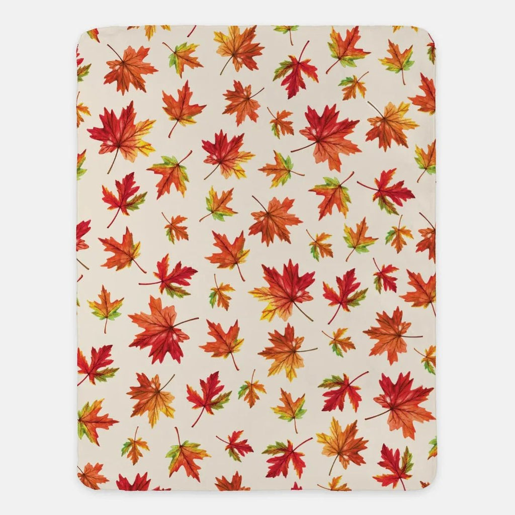 Maple Leaves Sherpa Blanket - 60" x 80" - Festive Fit Home