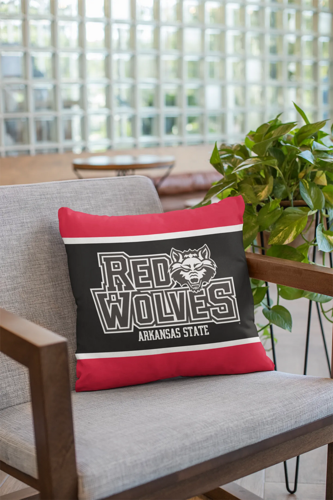 Arkansas State Red Wolves Black Stripe Pillow Cover 18" | Gift Shop | Dorm Decor | Merchandise | Festive Fit Home