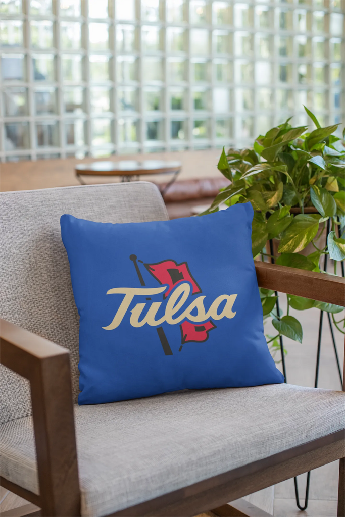 University of Tulsa Blue Throw Pillow Cover - Hurricane Logo - 18" | Gifts and Dorm Decor | Festive Fit Home