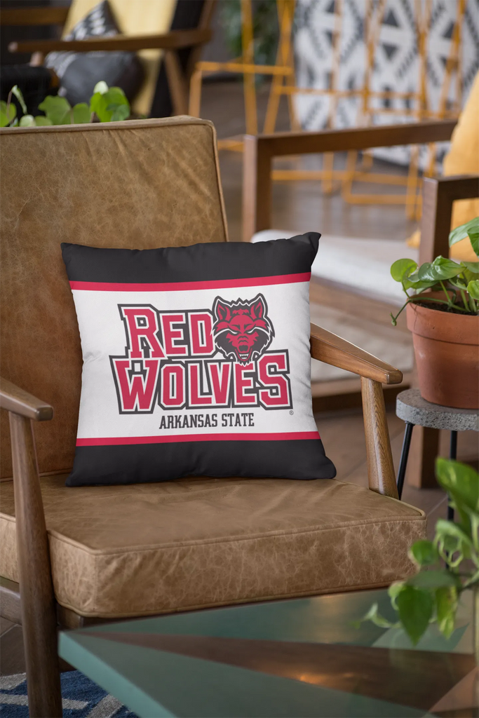 Arkansas State Red Wolves Striped Pillow Cover 18" | Gifts and Dorm Decor | Merchandise | Festive Fit Home