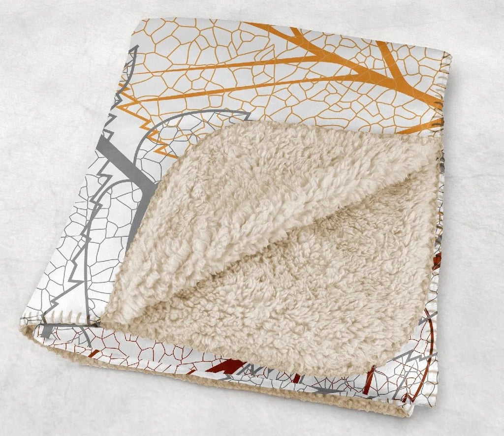 Modern Leaf Sketch Fall Throw Sherpa Blanket - 60"x80" - Festive Fit Home