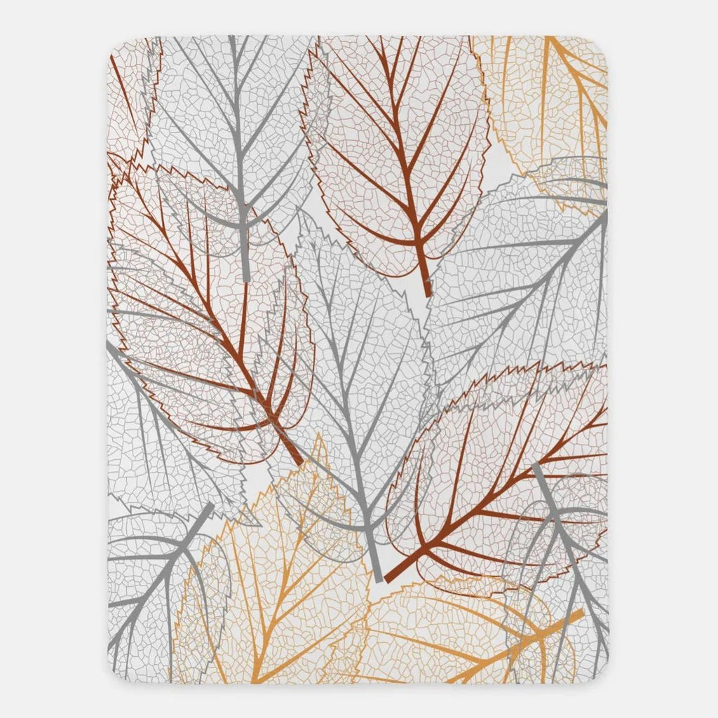 Modern Leaf Sketch Fall Throw Sherpa Blanket - 60"x80" - Festive Fit Home