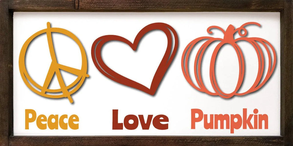 Peace Love Pumpkin Wood Sign - 12"x24" - Festive Fit Home