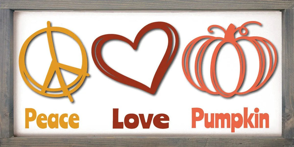 Peace Love Pumpkin Wood Sign - 12"x24" - Festive Fit Home