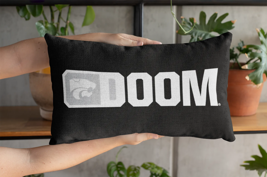 "DOOM" Kansas State University Lumbar Pillow Cover - Black | Official Merchandise | Custom Gifts and Decor | Festive Fit Home