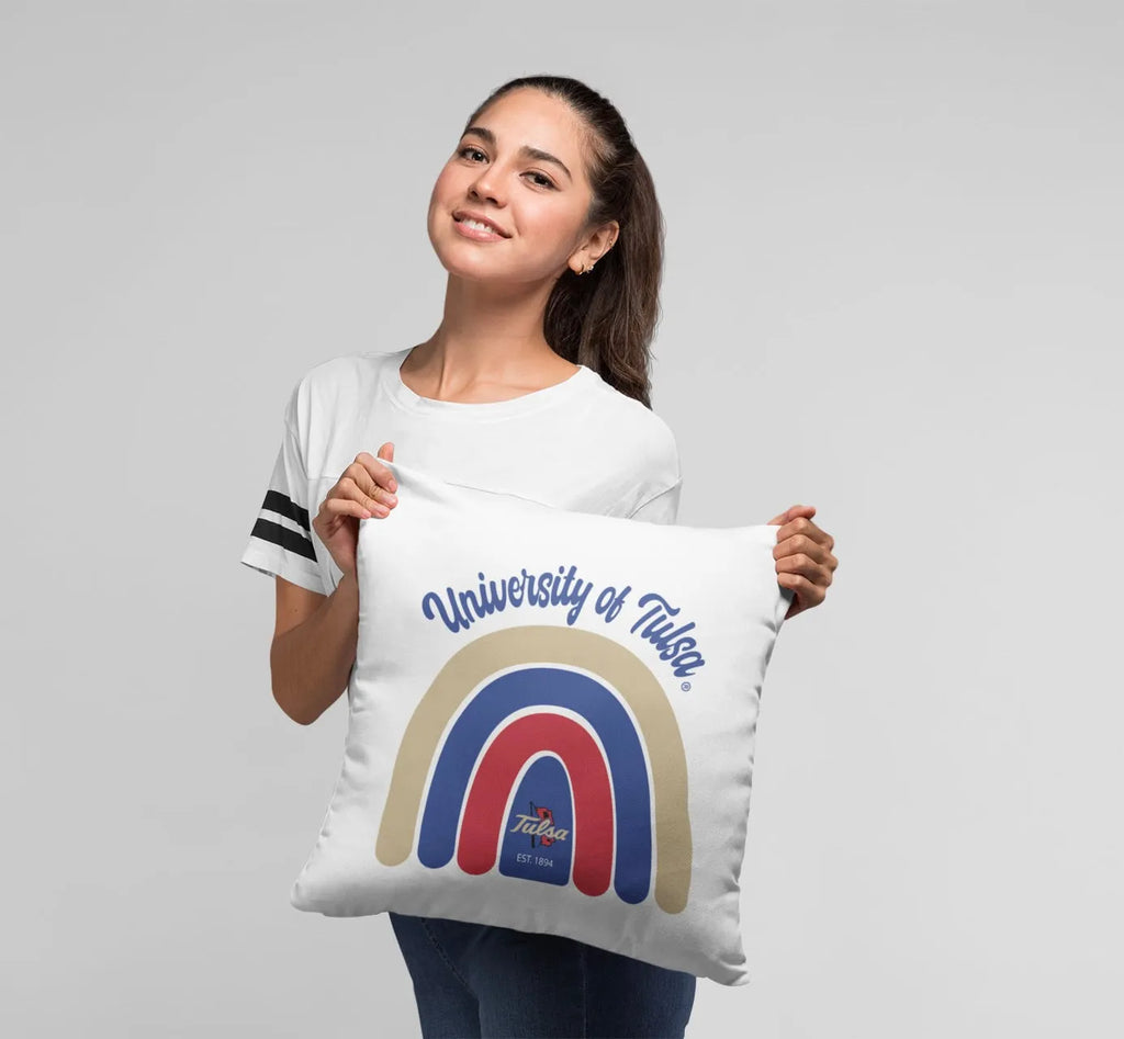 University of Tulsa Pillow Cover - Rainbow 18" | Dorm Decor and Gifts | Festive Fit Home