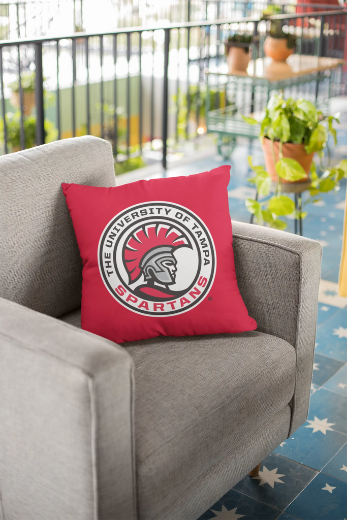 University of Tampa Pillow Cover - Spartan Circle - Red - 18" | Gifts and Decor | Festive Fit Home