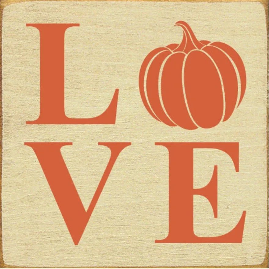 Pumpkin "LOVE" Wood Sign - 7"x7" - Festive Fit Home