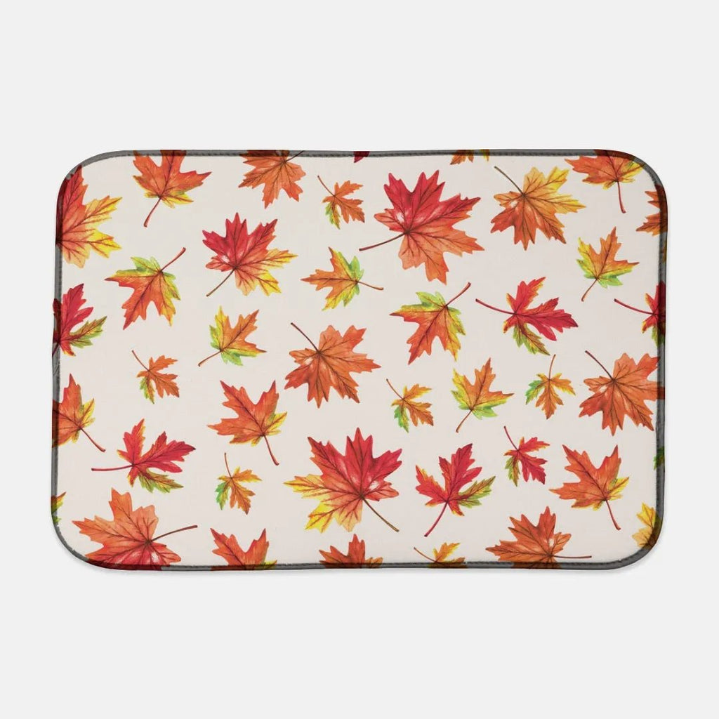 Red and Orange Maple Leaves Fall Dish Drying Mat - Festive Fit Home