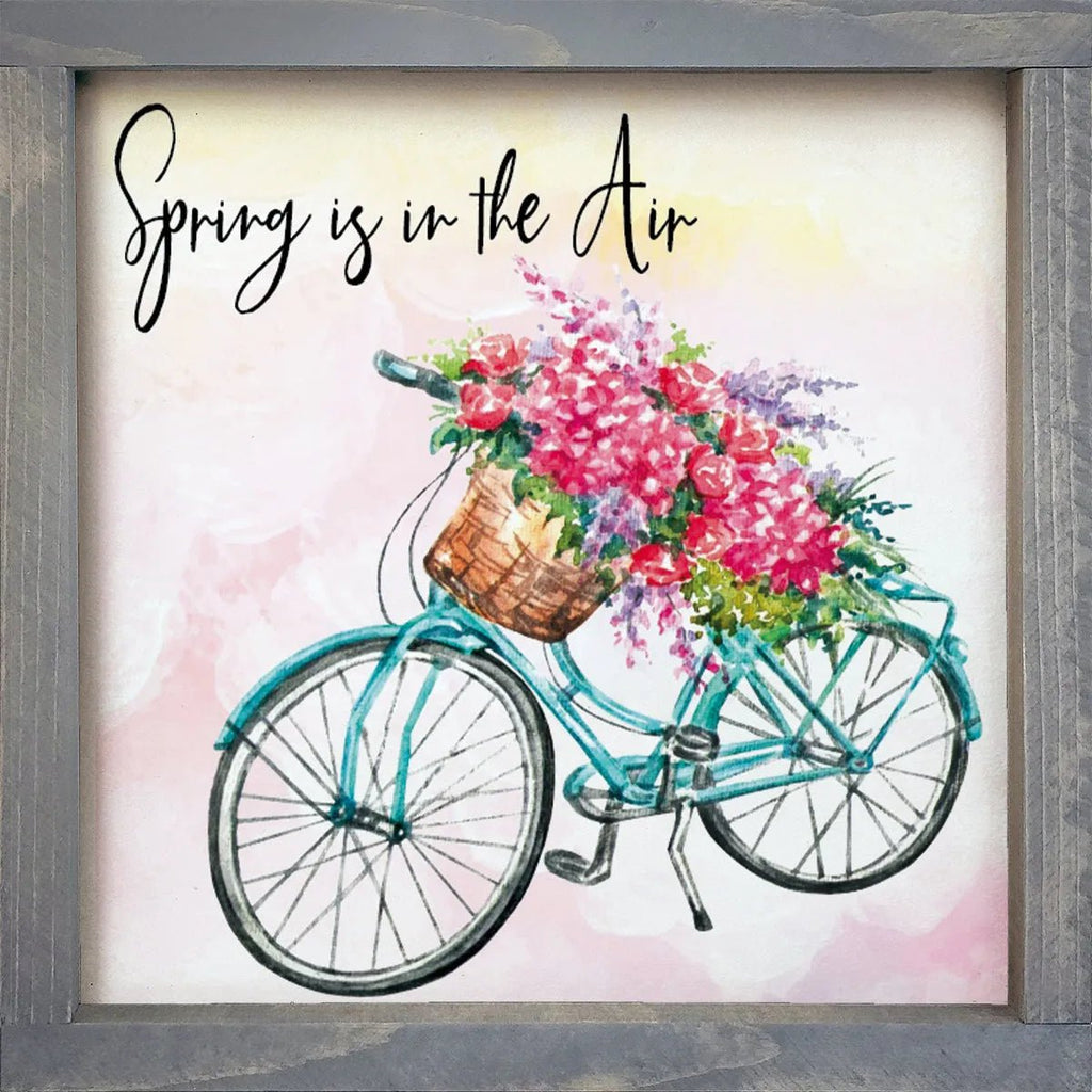 Spring is in the Air Framed Wood Sign - 12"x12" - Festive Fit Home