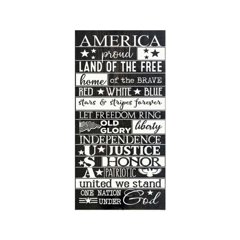 Subway Style America Large Wood Sign - 9"x18" - Festive Fit Home