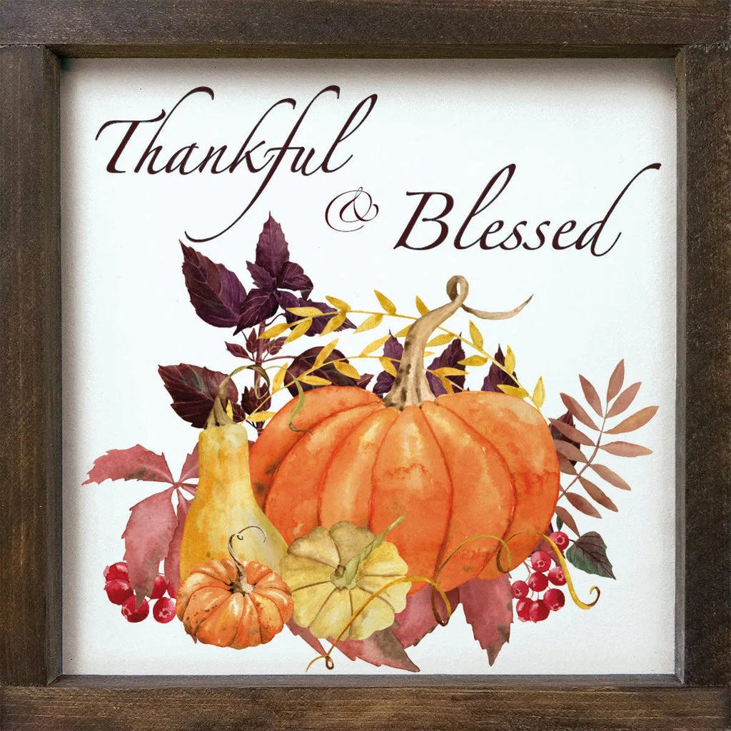 Thankful and Blessed Pumkpin Patch Wood Sign - 12"x12" - Festive Fit Home