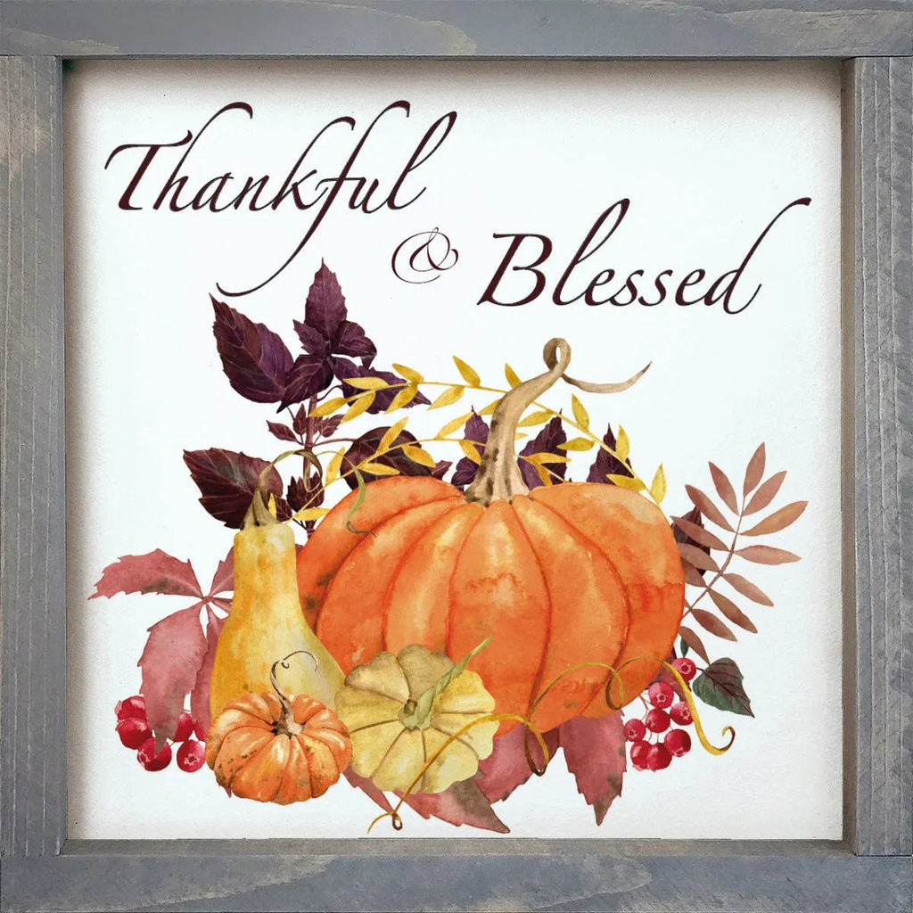 Thankful and Blessed Pumkpin Patch Wood Sign - 12"x12" - Festive Fit Home