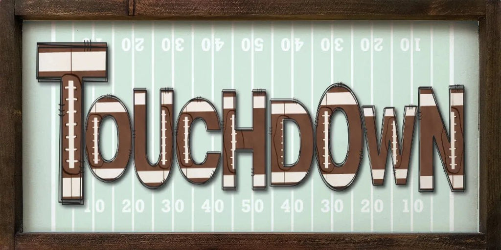 "Touchdown" Football Large Wood Sign - 12"x24" - Festive Fit Home