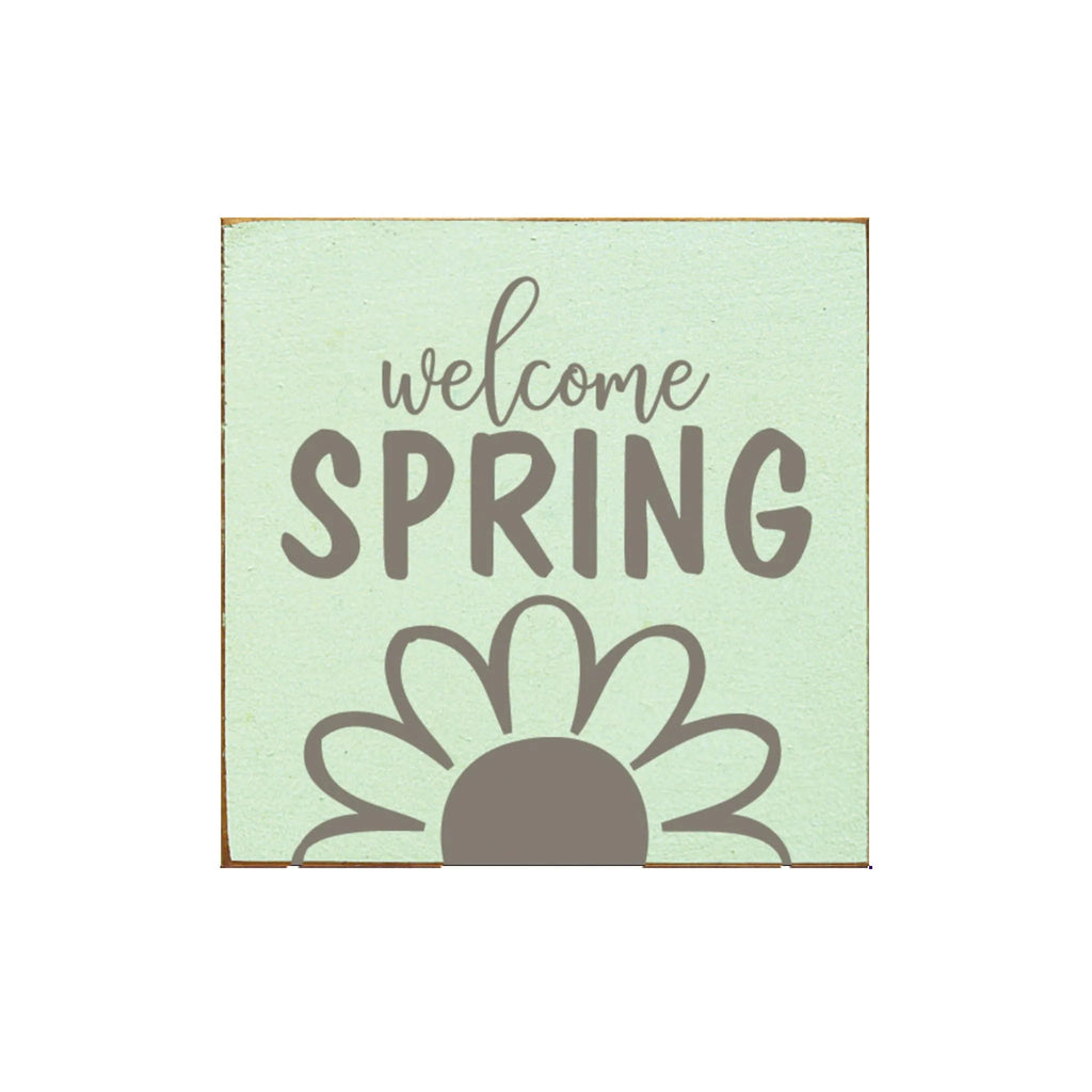 Welcome Spring Daisy Wood Sign - 7"x7" - Festive Fit Home