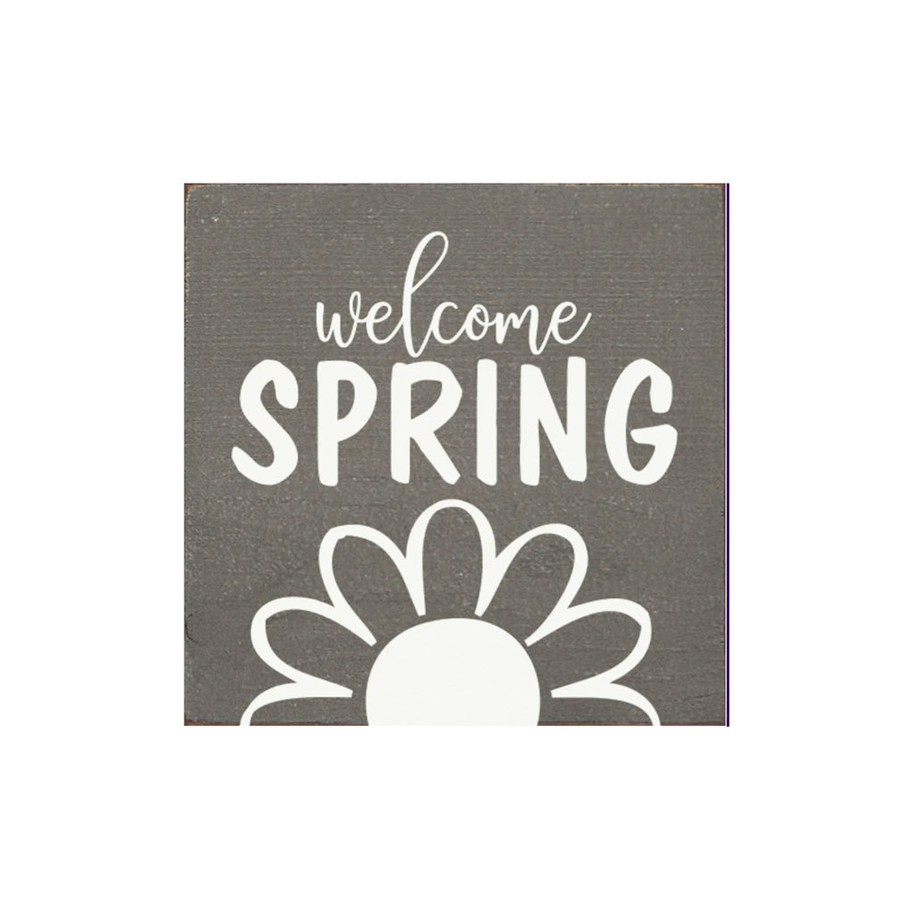 Welcome Spring Daisy Wood Sign - 7"x7" - Festive Fit Home